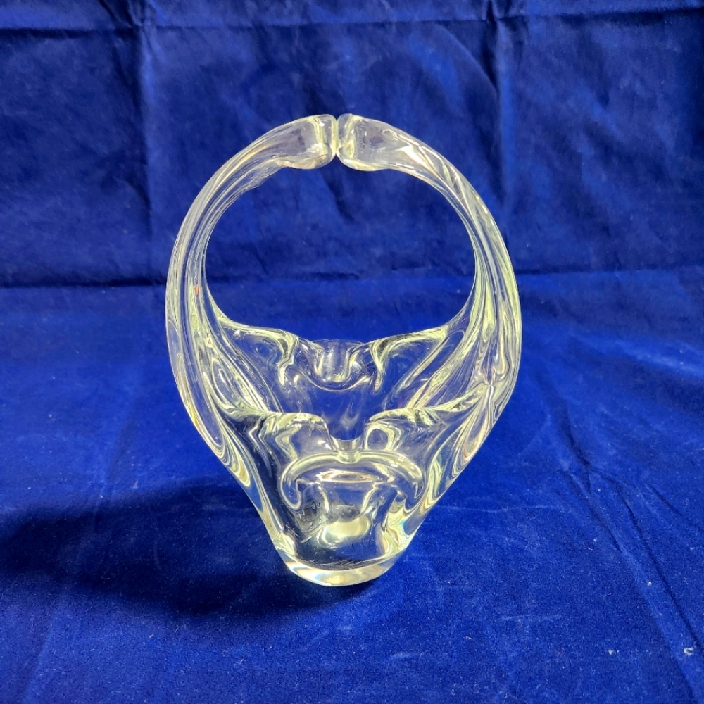 Clear Art Glass Basket Vase